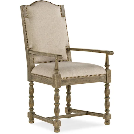 Traditional Square Back Arm Chair with Nailhead Trim